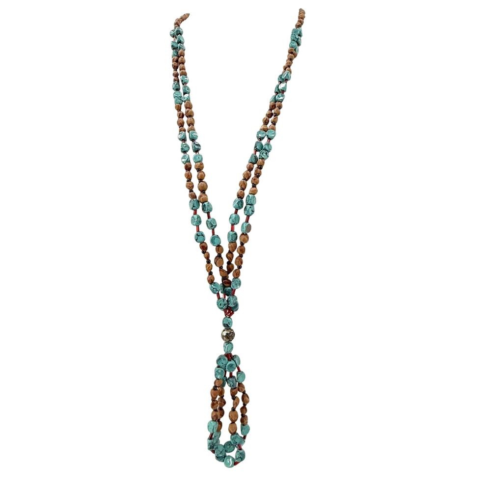 brown blue red black Beaded Tassel Necklace leather strap fashion jewelry